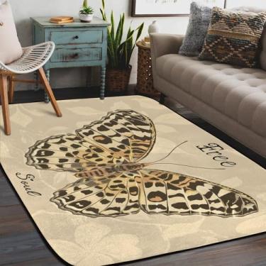 Imagem de Tapete de área para sala de estar, lavável à máquina, estampa de borboleta, leopardo, antiderrapante, tapete macio, para sala de estar, quarto, sala de jantar, berçário, cozinha, decoração de casa