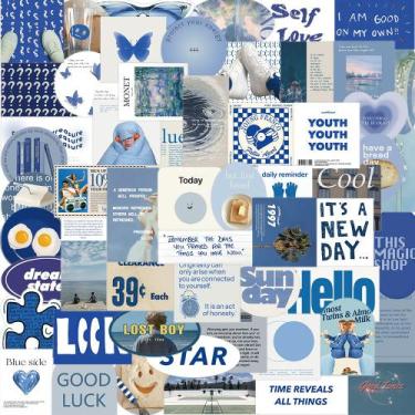 Imagem de Adesivos, 57 peças, decalque de grafite à prova d'água, estilo azul - 