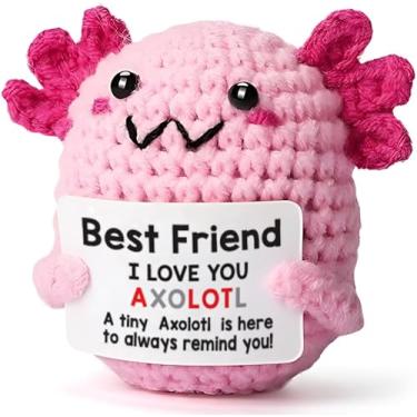 Imagem de Presentes para amigos Axolotl de crochê fofo - presente de amizade para amigas, melhores amigas, irmã alma gêmea - presente de aniversário para Dia dos Namorados, Natal, Páscoa e Dia das Mães