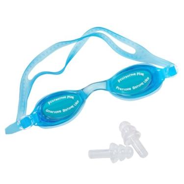 Imagem de Óculos De Natação Infantil Lente Antiembaçante Proteção UV E Protetor Auricular + Estojo (Azul)