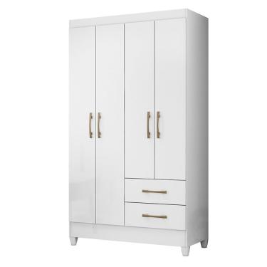 Imagem de Guarda Roupa Casal Roupeiro Quarto Chile 4 Portas Branco Acetinado - Moval