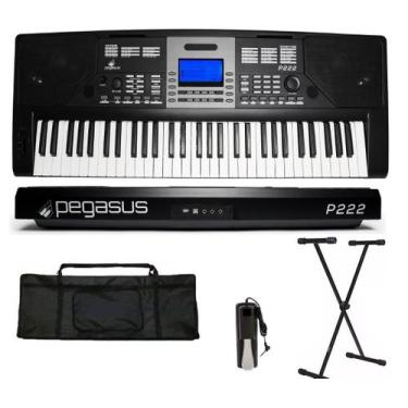 Imagem de Teclado Sintetizador Pegasus P222 61 teclas + Suporte + Capa + Pedal
