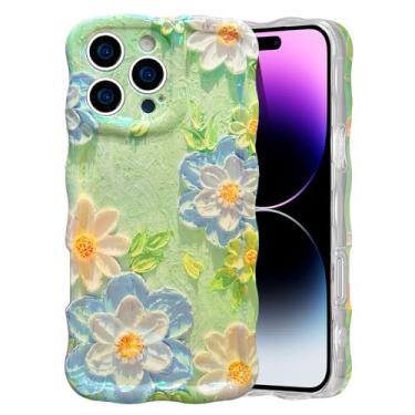 Imagem de EYZUTAK Capa para iPhone 16e, pintura a óleo retrô colorida flor padrão brilhante a laser fofo encaracolado borda ondulada requintada capa protetora de TPU elegante durável para meninas mulheres