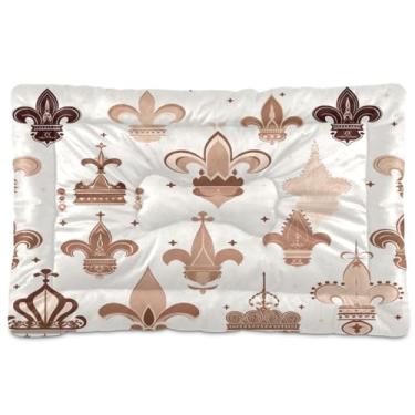 Imagem de Wassud Cama de cachorro com coroas de mão e flor ao ar livre para cães pequenos, lavável, impermeável, tapete de viagem para animais de estimação, cama portátil para gatos com fundo antiderrapante