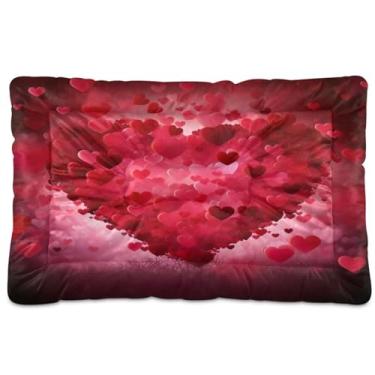 Imagem de Wassud Cama de cachorro romântica amor grande cama para cães ao ar livre tapete lavável para animais de estimação cama de gato para dormir viagem 91 cm x 61 cm