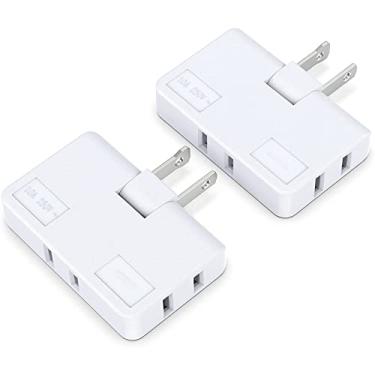 Imagem de Extensor de Tomada Parede Plana 3 Vias Adaptador AC - Plugue Interno Giratório 2 Pinos Splitter Instalação Rápida e Fácil para Casa Viagem Escritório