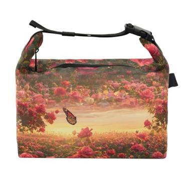 Imagem de STAYTOP Linda lancheira de jardim de rosas com fivela de alça, lancheira isolada para meninos e meninas, lancheira térmica para trabalho escolar