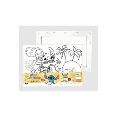 Imagem de Kit Tela para Pintura Stitch C/ Pincel e Tinta - Dac