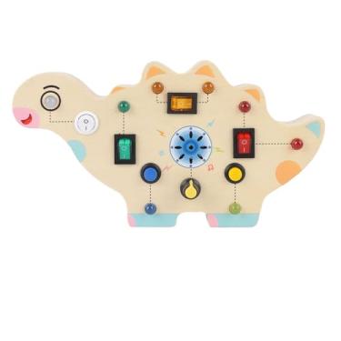 Imagem de Cryfokt Brinquedo Sensorial de Placa de Interruptor de Animal de Madeira para Crianças, Jogo de Circuito de Interruptor Educacional para Aprendizagem Precoce Com , Material de Madeira de Bétula para