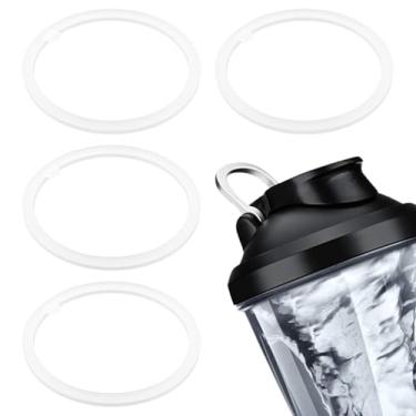 Imagem de 4 peças de reposição para garrafa elétrica de proteína VOLTRX 680 g, anel de vedação de silicone, peças de vedação à prova de vazamento, peça de vedação de substituição para tampa de bico livre de BPA