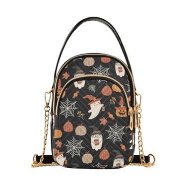 Imagem de Joisal Bolsa tiracolo rosa chocolate donuts para viagens, bolsa de ombro para mulheres, bolsas antirroubo para mulheres, Linda festa de Halloween Specter, 15*21*8cm