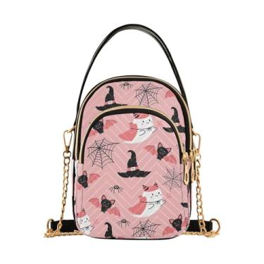 Imagem de Joisal Bolsa tiracolo feminina com corações coloridos e fofos, bolsa tiracolo feminina moderna, Festa de fantasmas fofos de Halloween, 15*21*8cm