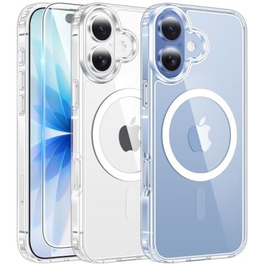 Imagem de FNTCASE Capa transparente para telefone 17: capas de telefone magnéticas transparentes com protetor de tela fina antiamarelamento de grau militar proteção contra quedas resistente à prova de choque