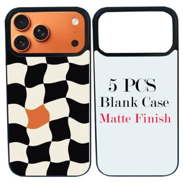 Imagem de JUSTRY Capa para celular com 5 peças de sublimação em branco compatível com iPhone 17 Pro, 6,3 polegadas, fácil de sublimar, faça você mesmo, 2 em 1, capa móvel de TPU macio 2 em 1 + inserções preto