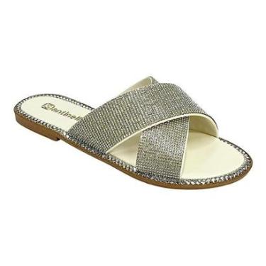 Imagem de Tamanco Santinelli Flat Strass 1618-006 Marfim-Feminino