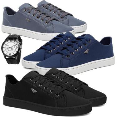 Imagem de Kit 3 Sapatênis Masculino Casual Confortável Antiderrapante Básico com