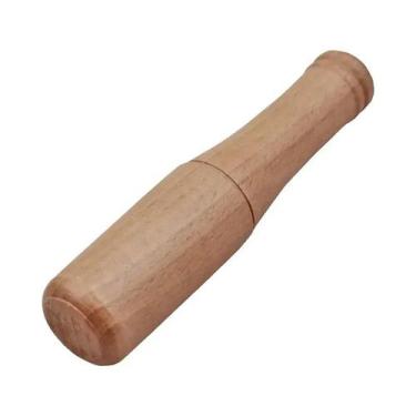 Imagem de Conjunto De Moedor De Alho De Madeira Portátil Com Pilão E Bastão De T