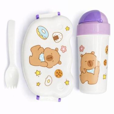 Imagem de Kit Lancheira Marmita Infantil Capivara - - FWB, Kit com Garrafinha Li