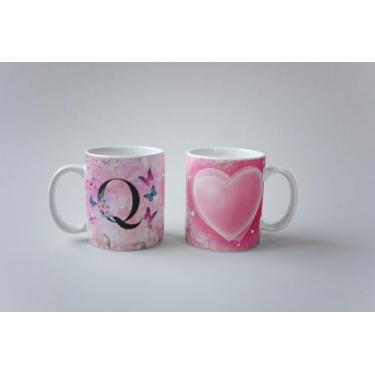 Imagem de Caneca Alfabeto Borboleta Porcelana 325ml Personalizada (Q)