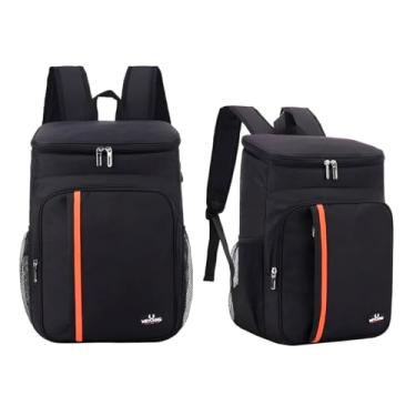 Imagem de Mochila Térmica Impermeável, Preta com Detalhes Laranja, 18L, Material Oxford, Isolamento Térmico 3-6 Horas
