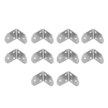 Imagem de CUOFYUNL 10 unidades de suporte de canto de aço inoxidável engrossar suporte de ângulo reto Conector para móveis de prateleira (S (25 cm/9,8 pol. de comprimento, válvula dos EUA))
