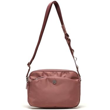 Imagem de Pander Bolsa transversal pequena para mulheres, bolsa de nylon leve para o dia a dia com alça ajustável, Sólido - Rosa malva, Medium, liso
