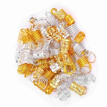 Imagem de Generic 90 Peças de Anéis de Trança de Cabelo Elegantes Grampos de Cabelo de Metal para Mulheres e Meninas, Decorações Seguras para Tranças, Extensões, Updos, Casamento e Bailes de Formatura Ouro/prata