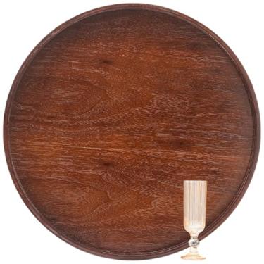 Imagem de Bandeja de servir de madeira maciça extragrande, mesa de café clássica para chá e café, bandeja decorativa de madeira, para café da manhã na cama, lanche, cozinha, festa, bar, borda elevada (60 cm