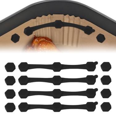 Imagem de Fukaisu 4 conjuntos de kit de fivela de silicone para fritadeira a ar, clipes magnéticos resistentes a altas temperaturas para forros de papel manteiga, capa segura de alimentos e acessórios de