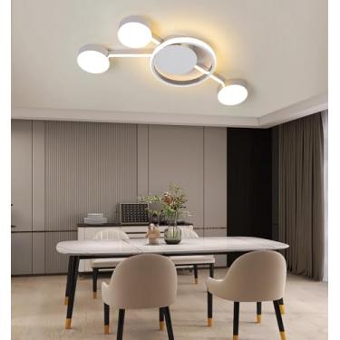 Imagem de Luminária de teto LED dimerizável de 68 cm (26,8 pol.) para sala de estar com controle remoto, luminária de teto LED redonda de 45 W para iluminação de teto embutida na cozinha e sala de jan