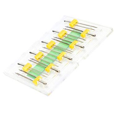 Imagem de Yosoo Agulha Dupla para Máquina de Costura, 10 Peças de Agulhas Gêmeas, Vários Modelos, Pinos Duplos Com Caixa de Plástico, Perfeito para Máquina de Costura Doméstica