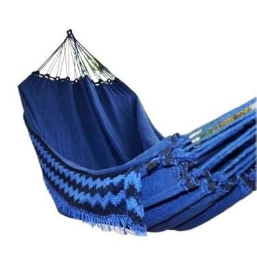 Imagem de Rede De Dormir Descanso Jeans Gigante Resistente Algodao Delux(AZUL)