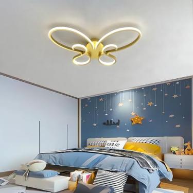 Imagem de Luminária de teto LED moderna para quarto, luminária criativa com intensidade regulável e controle remoto, instalação embutida, ideal para sala de jantar, corredor, quarto infantil, quarto d