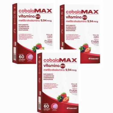 Imagem de Kit 3 Cobalamax Vitamina B12 Metilcobalamina 9,94mg 60 Comprimido Mast
