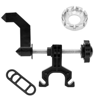 Imagem de Goktvai Suporte portátil de roda de bicicleta, ferramenta profissional de ajuste de aro de bicicleta com chave de raio, mini ferramenta de reparo estável para manutenção de roda de bicicleta de