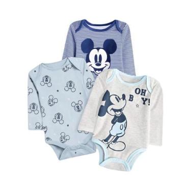 Imagem de Macacões De Algodão Mickey Mouse Para Bebê Menino E Menina, 3 Peças, R
