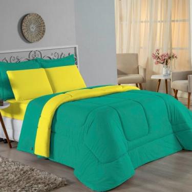 Imagem de Kit Edredom Dupla Face + Jogo de Lençol King Nobre 6 peças Malha 100% 