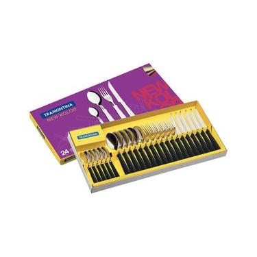 Imagem de Faqueiro 24 Peças Tramontina New Kolor em Aço Inox - Preto