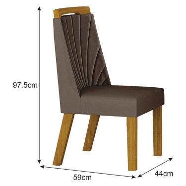 Imagem de Cadeira Para Mesa De Jantar Liz Mdf Kit 4 Peças Freijó Joli Camurça - Leifer Móveis