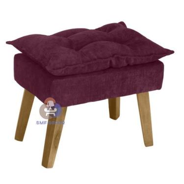 Imagem de Puff Banqueta Decorativa Glamour Bordô/Vinho Com Pés Quadrado - SMF De