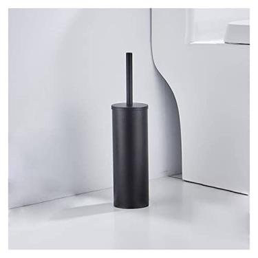 Imagem de Suporte de escova de vaso sanitário conjunto de limpeza de banheiro suporte de piso preto escova de limpeza de armazenamento e organização de banheiro (cor: dourado) (Preto)