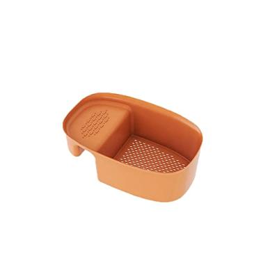 Imagem de Coador de pia pia cesta de ralo de pia de cozinha suporte de esponja de sabão organizador de pia de plástico rack de filtro de água acessórios de utensílios de cozinha (cor: azul) (laranja)