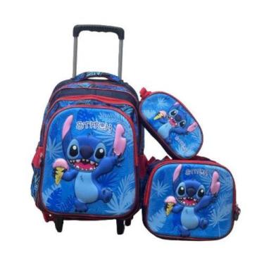 Imagem de Kit Mochila Stitch 3D Escolar Feminina e Masculina com Lancheira Térmi