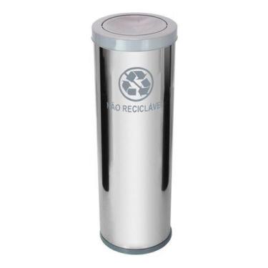Imagem de Lixeira De Aço Inox 50l Com Tampa Meia Esfera Pintada Cor:Cinza - Higi