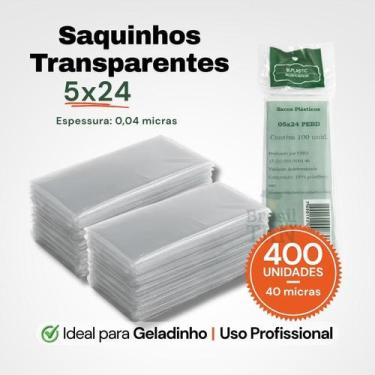 Imagem de Saquinho de Geladinho Transparente PEBD 5x24cm Sacolé Gelinho 400 Unid