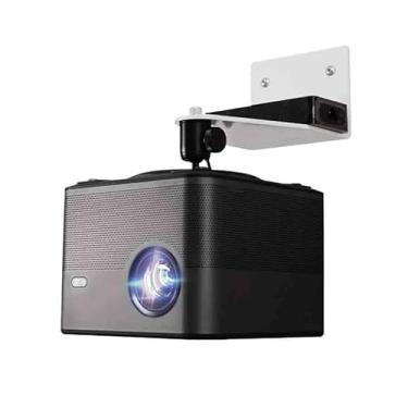 Imagem de KHUTRW3D Suporte de projetor simples montado na parede de liga de alumínio, sala de estudo, sala de conferências, suporte para projetor, carga máxima de 8 kg, suporte para projetor (branco)