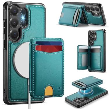 Imagem de Usroom Capa carteira para Samsung Galaxy S25 Ultra compatível com Magsafe, suporte magnético 2 em 1 com bloqueio de RFID, suporte destacável, à prova de choque, capa para celular para Galaxy S25 Ultra