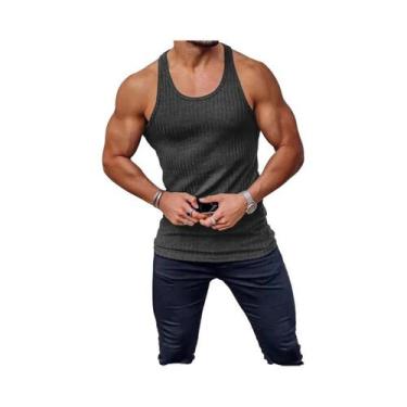 Imagem de Camiseta Regata Masculina De Verão Com Listras Para Academia, Sem Mang