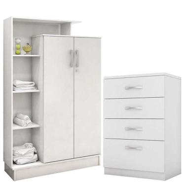 Imagem de Cômoda Astral E Armário Multiuso Elite Branco Brilho - Demóbile