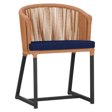 Imagem de Cadeira De Jantar Noronha Alumínio Preta E10 Trama  Terra Cota